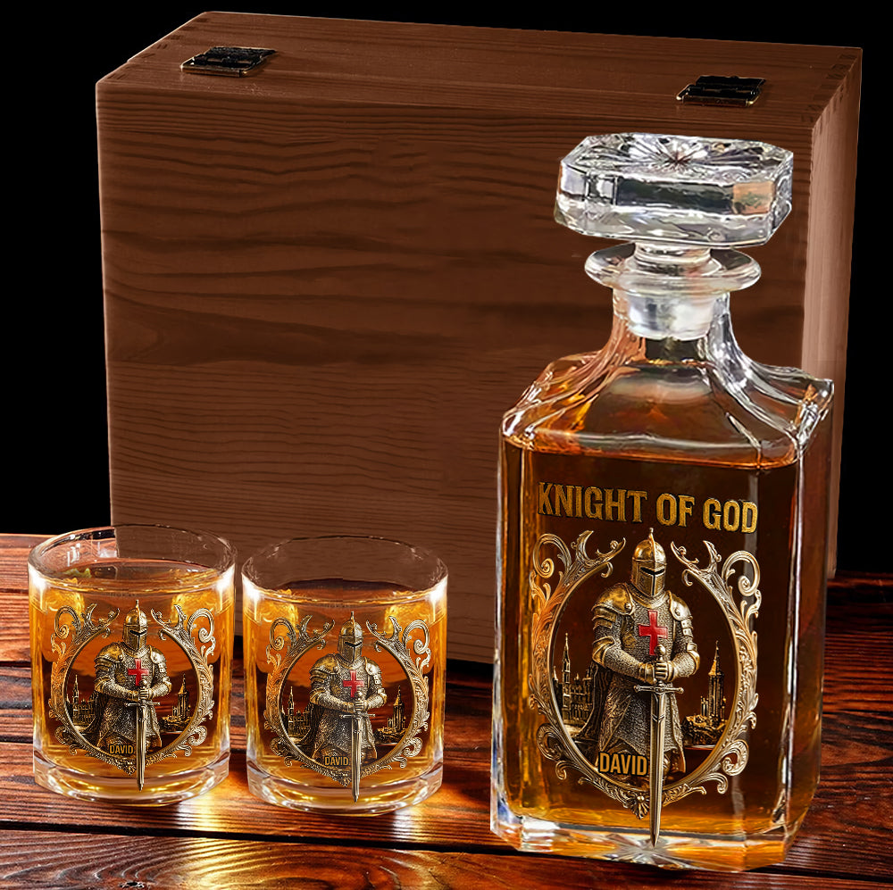 Knight Of God - Personalized Christian Whiskey Decanter Set