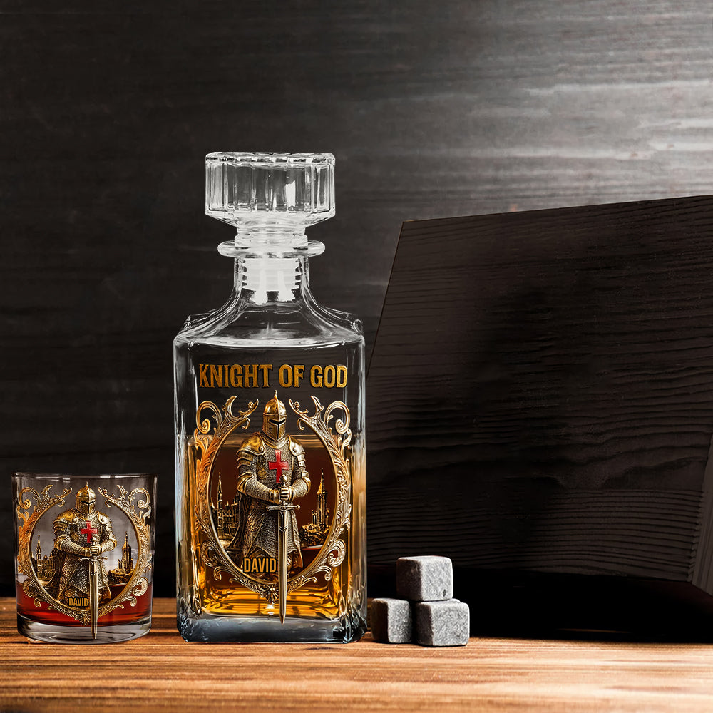 Knight Of God - Personalized Christian Whiskey Decanter Set