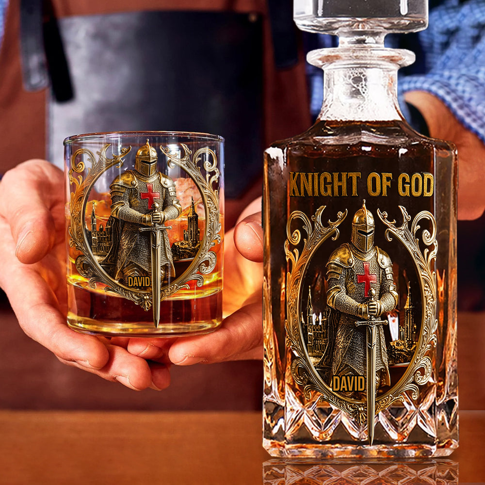 Knight Of God - Personalized Christian Whiskey Decanter Set