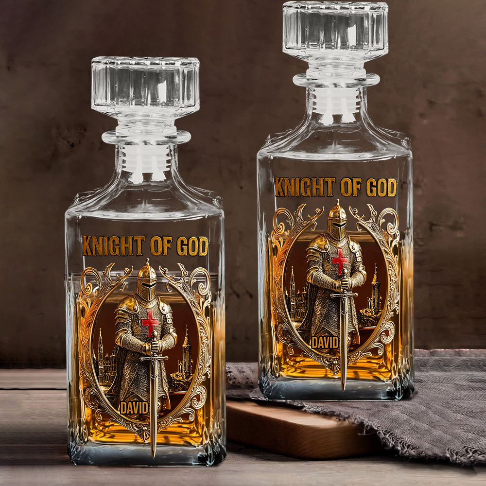 Knight Of God - Personalized Christian Whiskey Decanter Set