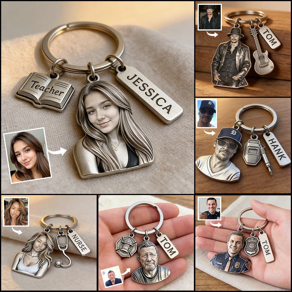 Custom Job Keychain - Personalized Police Officer Keychain With Charms