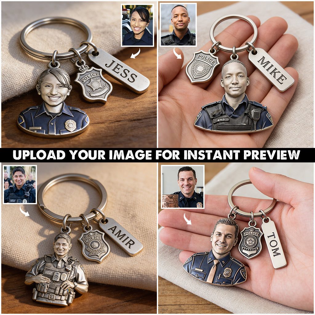 Custom Job Keychain - Personalized Police Officer Keychain With Charms