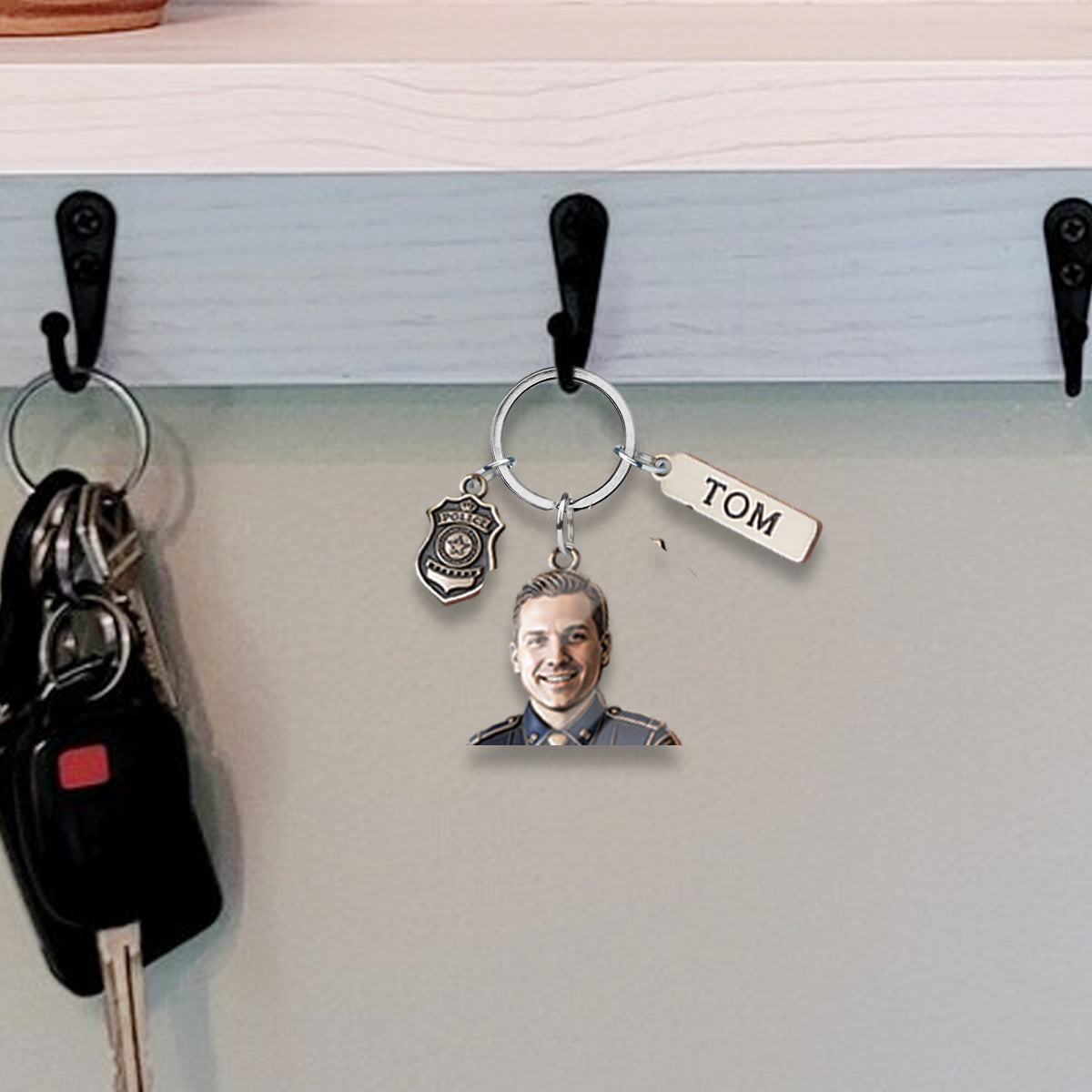 Custom Job Keychain - Personalized Police Officer Keychain With Charms