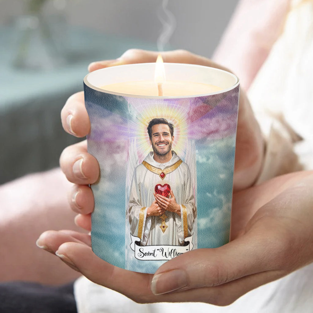 Jesus Prayer Novelty gift - Personalized Christian Candle With Wooden Lid