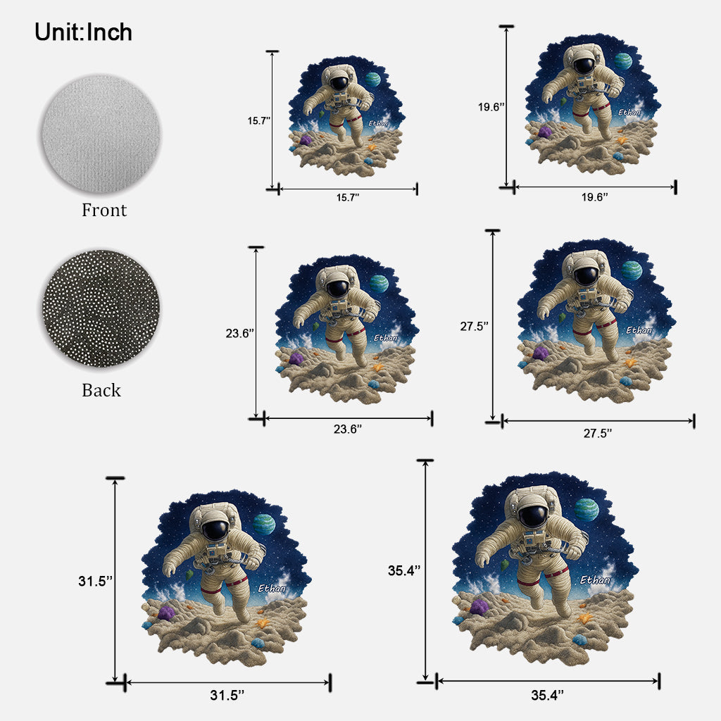 Space And Astronaut - Personalized Kid Shaped Doormat/ Rug