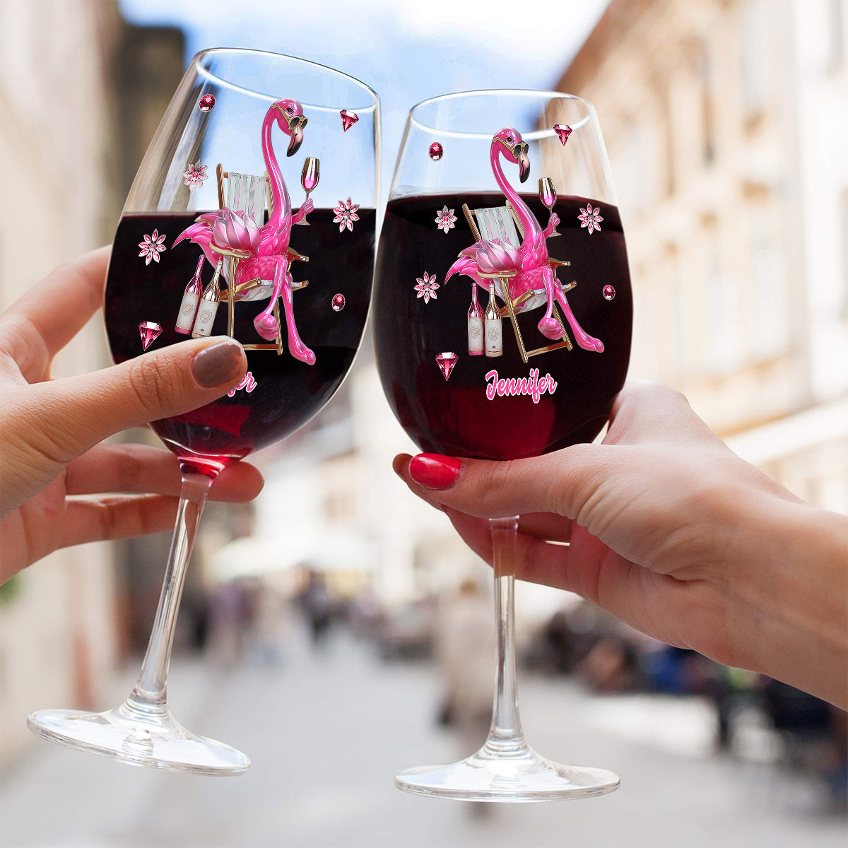 Be a Flamingo In a Flock of Pigeons - Personalized Flamingo Wine Glass With Long Stem