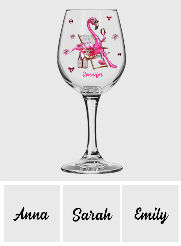 Be a Flamingo In a Flock of Pigeons - Personalized Flamingo Wine Glass With Long Stem
