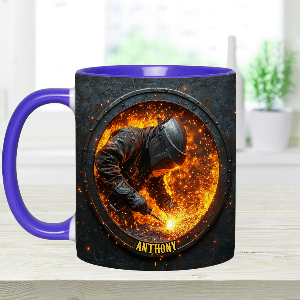 Gift For Welder Man - Personalized Welder Accent Mug