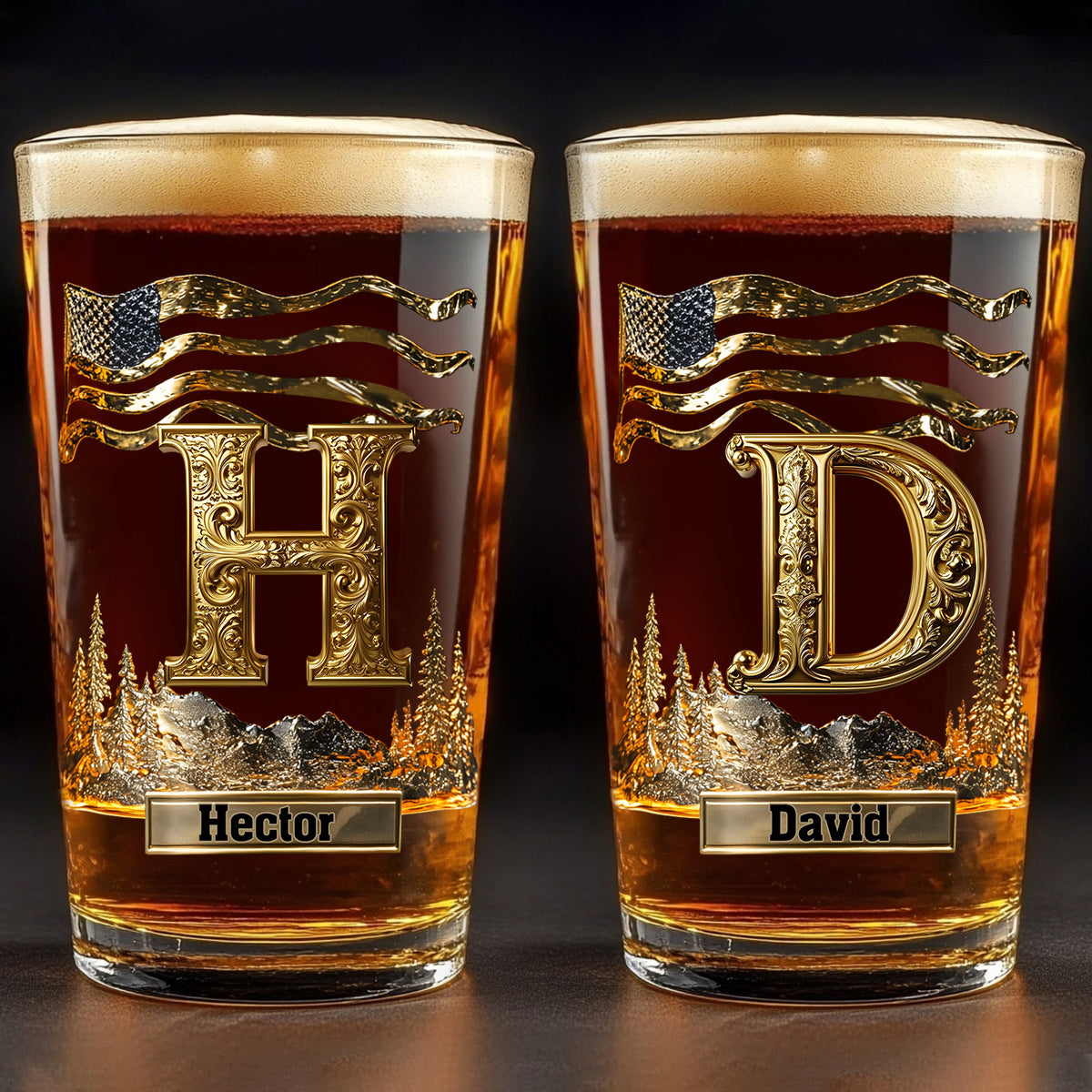 Alphabet Initial For Beer Lovers - Personalized Whisky Beer Glass