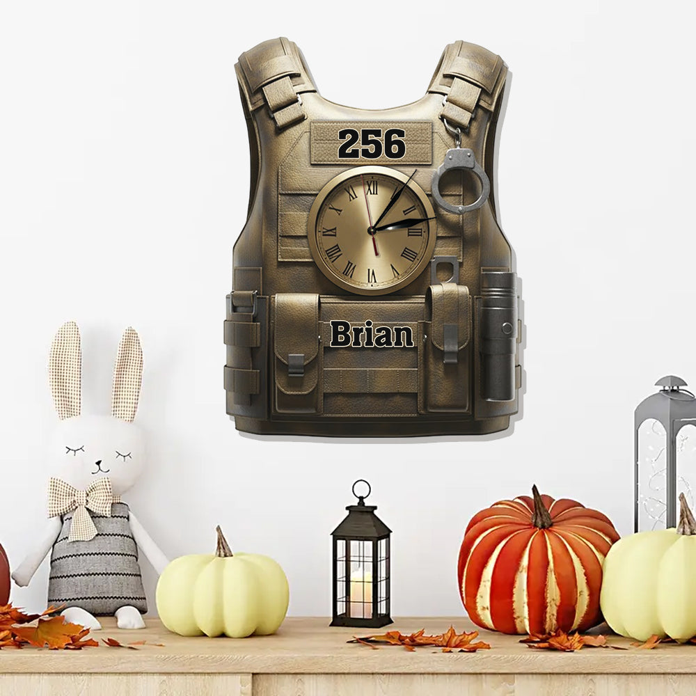 Serve And Protect - Personalized Police Officer LED Light Wall Clock