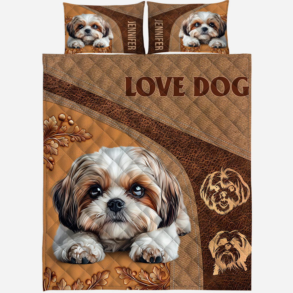 Sleeping Shih Tzu - Personalized Dog Quilt Set