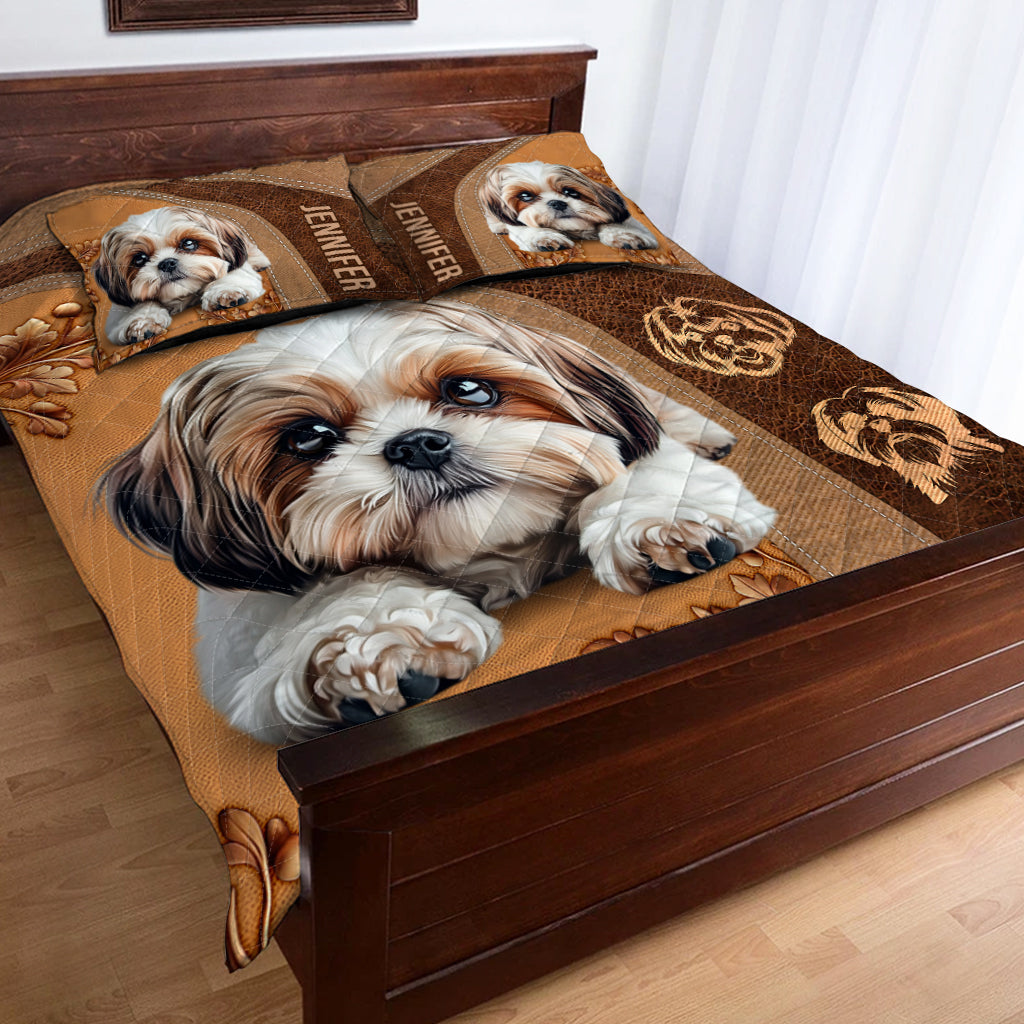 Sleeping Shih Tzu - Personalized Dog Quilt Set