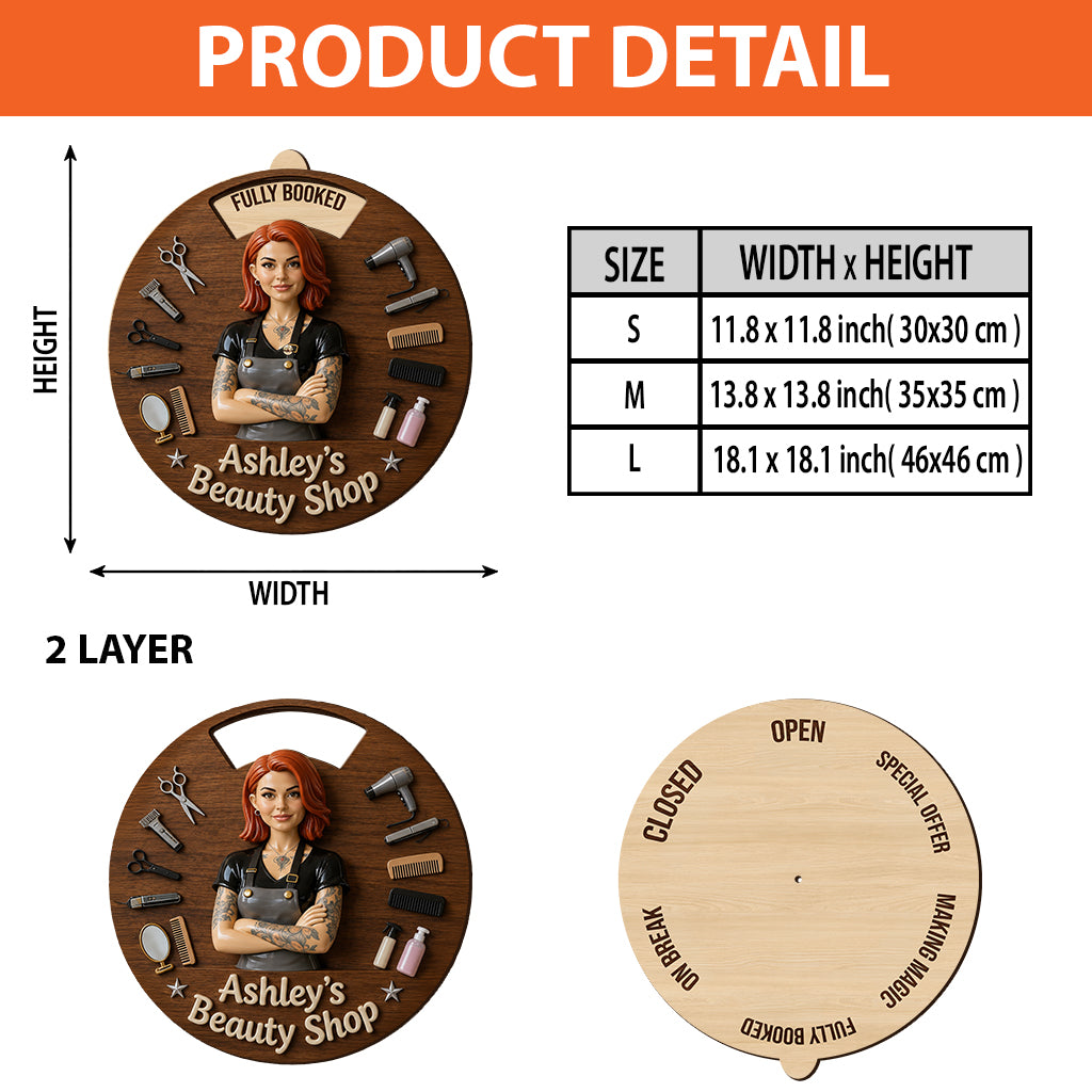 Salon Status - Personalized Hairdresser Spinner Sign Custom Shape
