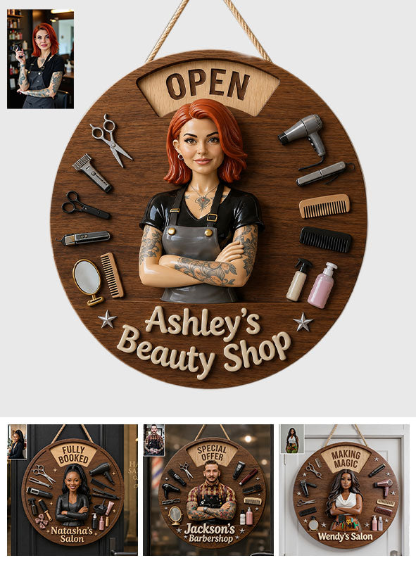 Salon Status - Personalized Hairdresser Spinner Sign Custom Shape