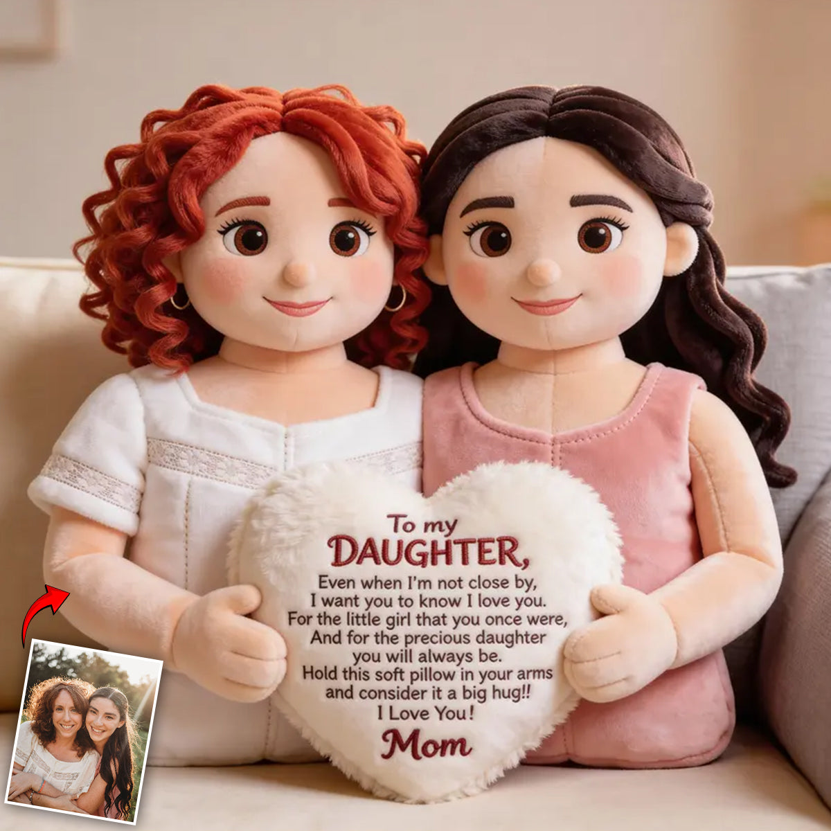 To My Daughter - Personalized Mother Faux Fur Shaped Pillow