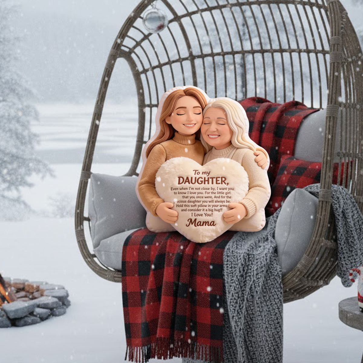 To My Daughter - Personalized Mother Faux Fur Shaped Pillow