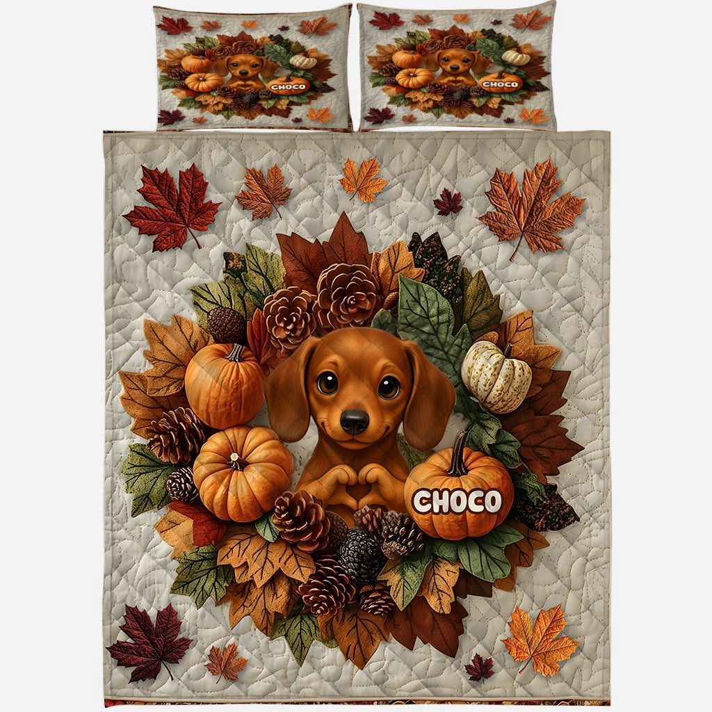 Welcome Fall - Personalized Dog Quilt Set