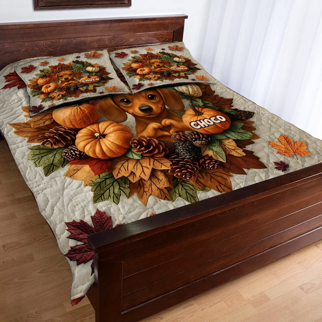 Welcome Fall - Personalized Dog Quilt Set
