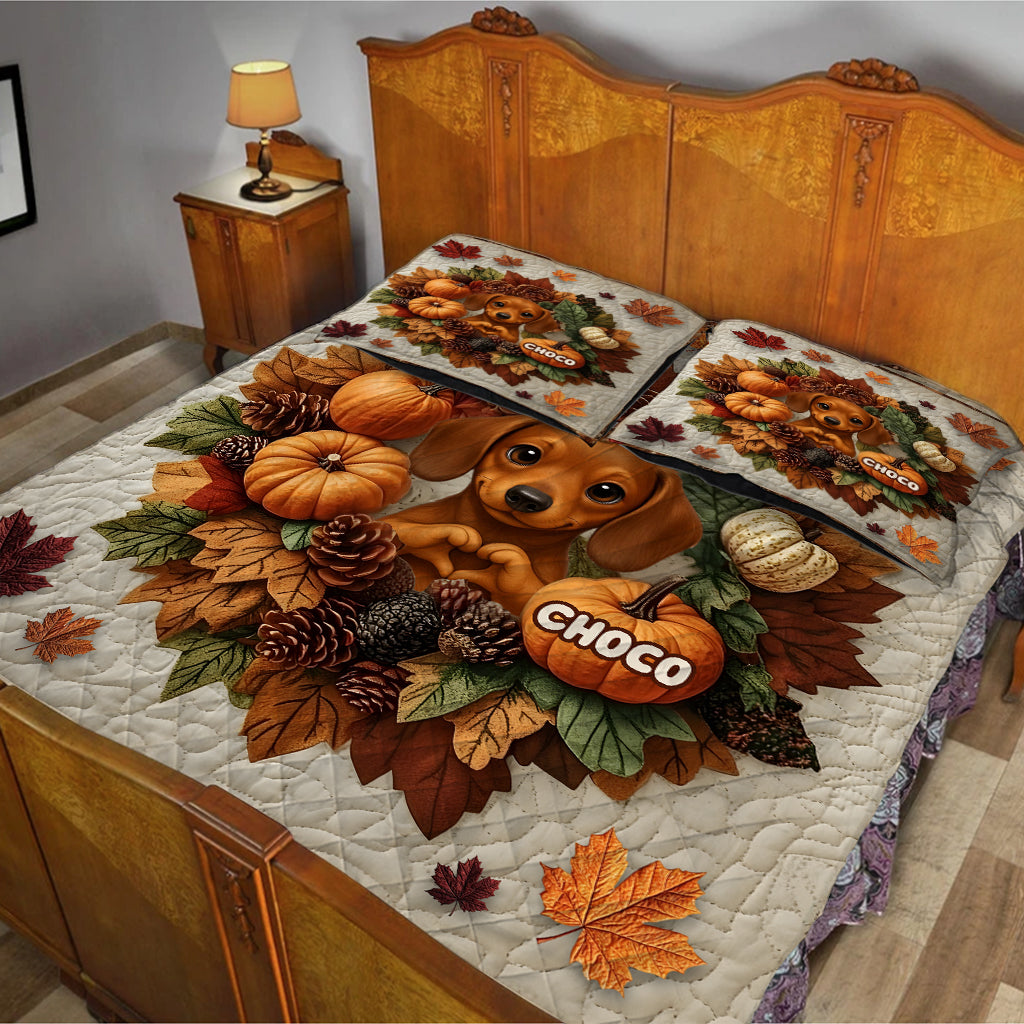 Welcome Fall - Personalized Dog Quilt Set