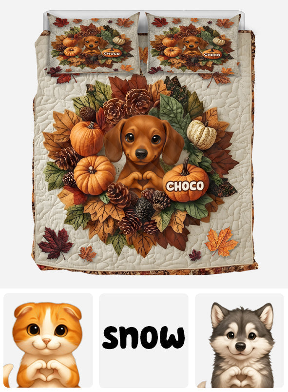 Welcome Fall - Personalized Dog Quilt Set