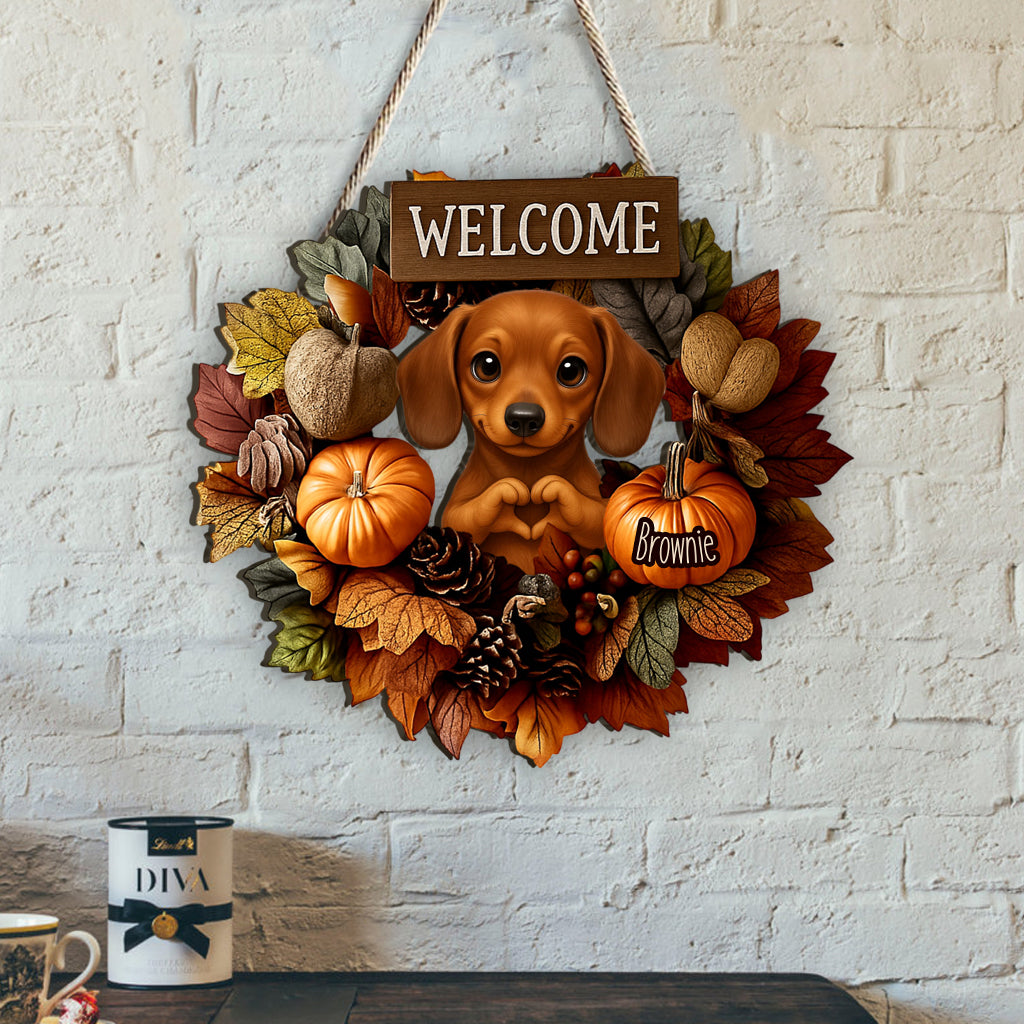 Welcome Fall - Personalized Dog Custom Shaped Wood Sign