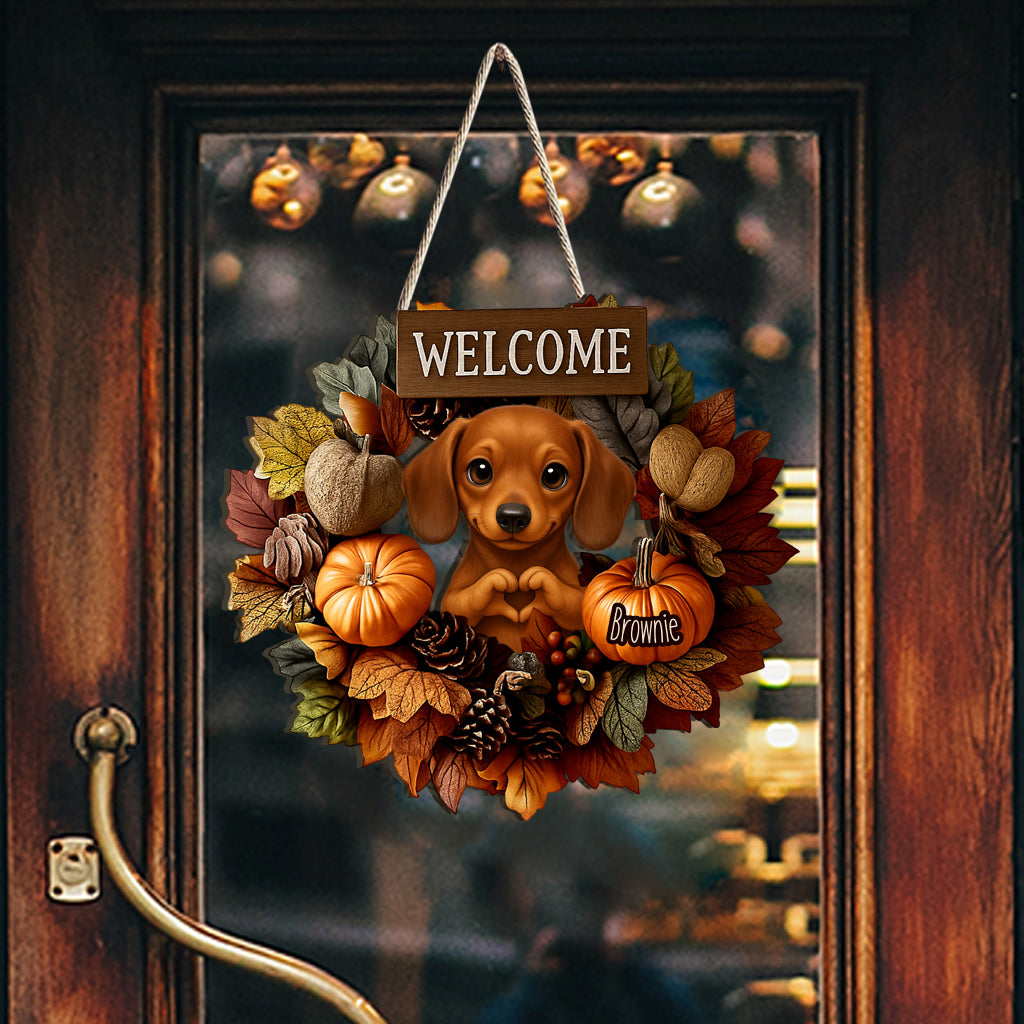 Welcome Fall - Personalized Dog Custom Shaped Wood Sign