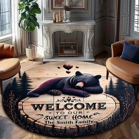 Welcome To Our Sweet Home - Personalized Hunting Round Rug