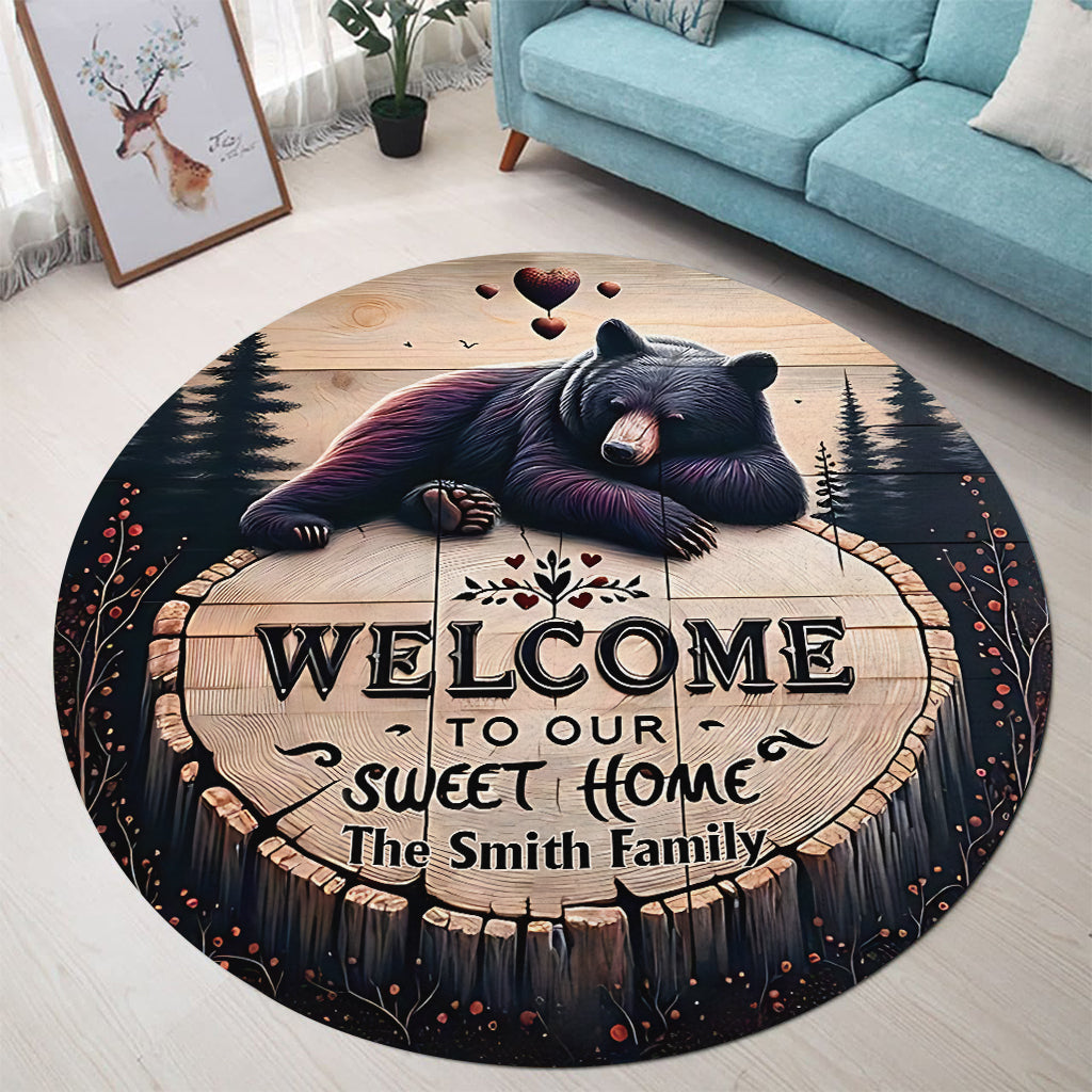 Welcome To Our Sweet Home - Personalized Hunting Round Rug