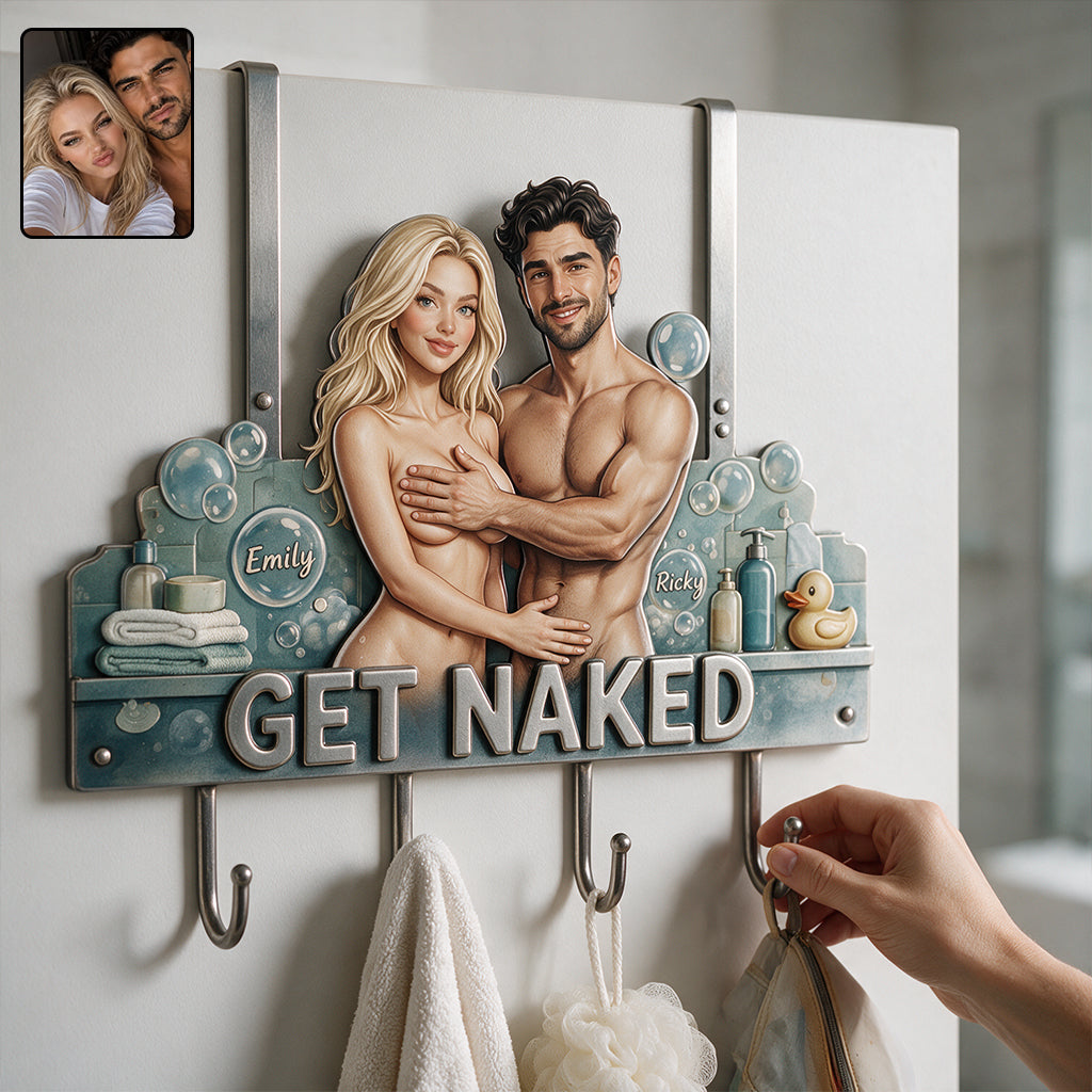 Get Naked - Personalized Spicy Couple Metal Door Hooks