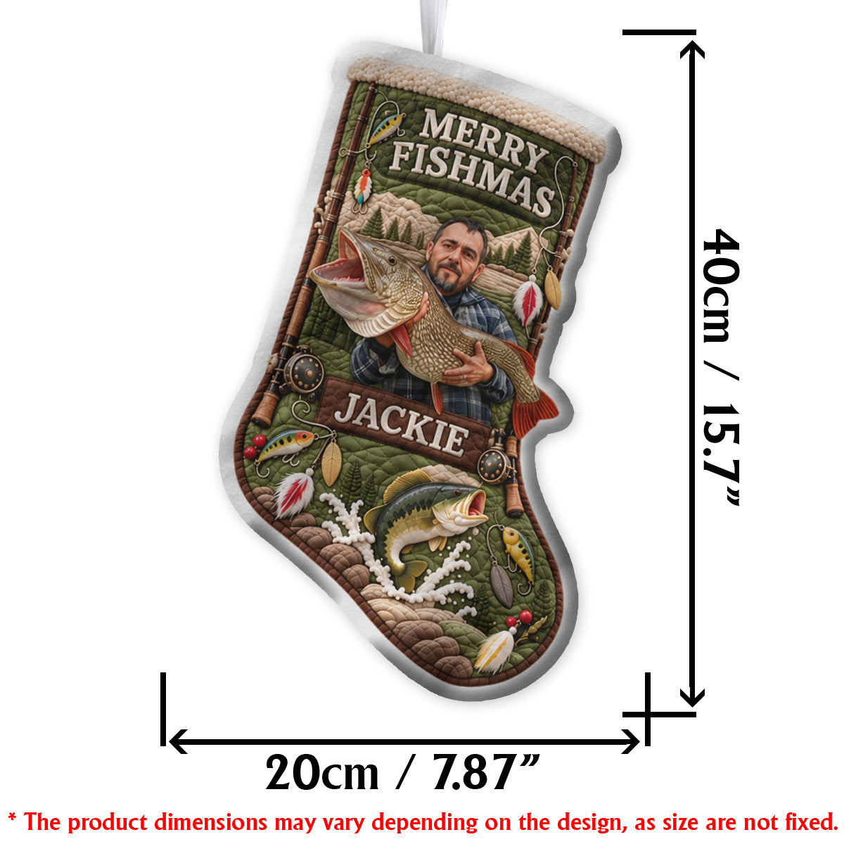 Merry Fishmas Christmas Gift For Fishing Lovers - Personalized Fishing Christmas Stocking With Hanger