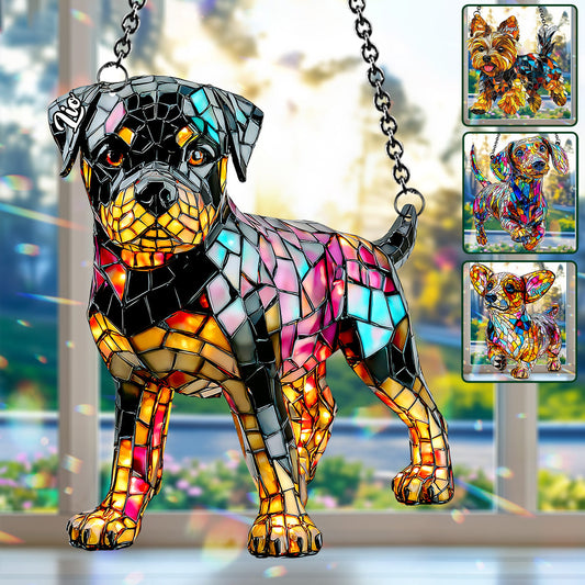 I Love My Dog - Personalized Dog Window Hanging Suncatcher Ornament