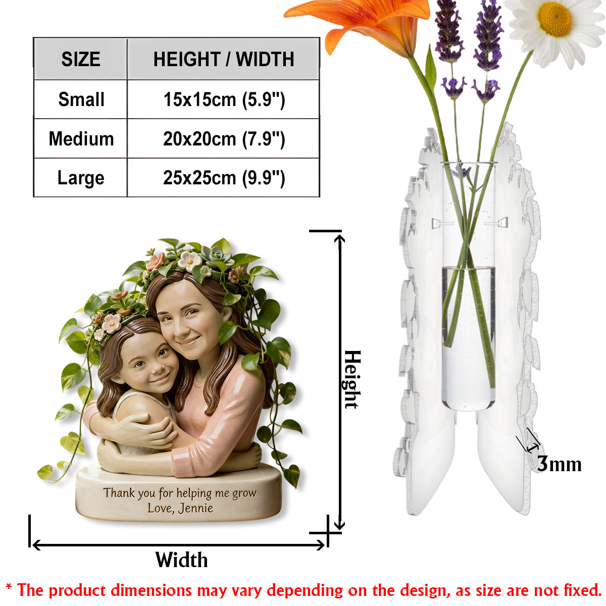 Custom From Any Photo - Personalized Gardening Custom Shape Acrylic Flower Vase