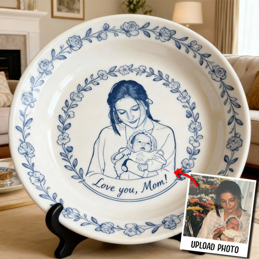 Custom From Any Photo - Personalized Mother Ceramic Round Plate