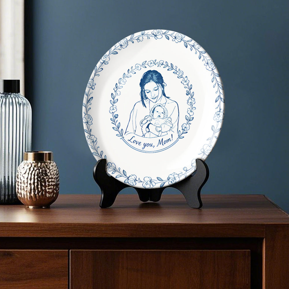 Custom From Any Photo - Personalized Mother Ceramic Round Plate