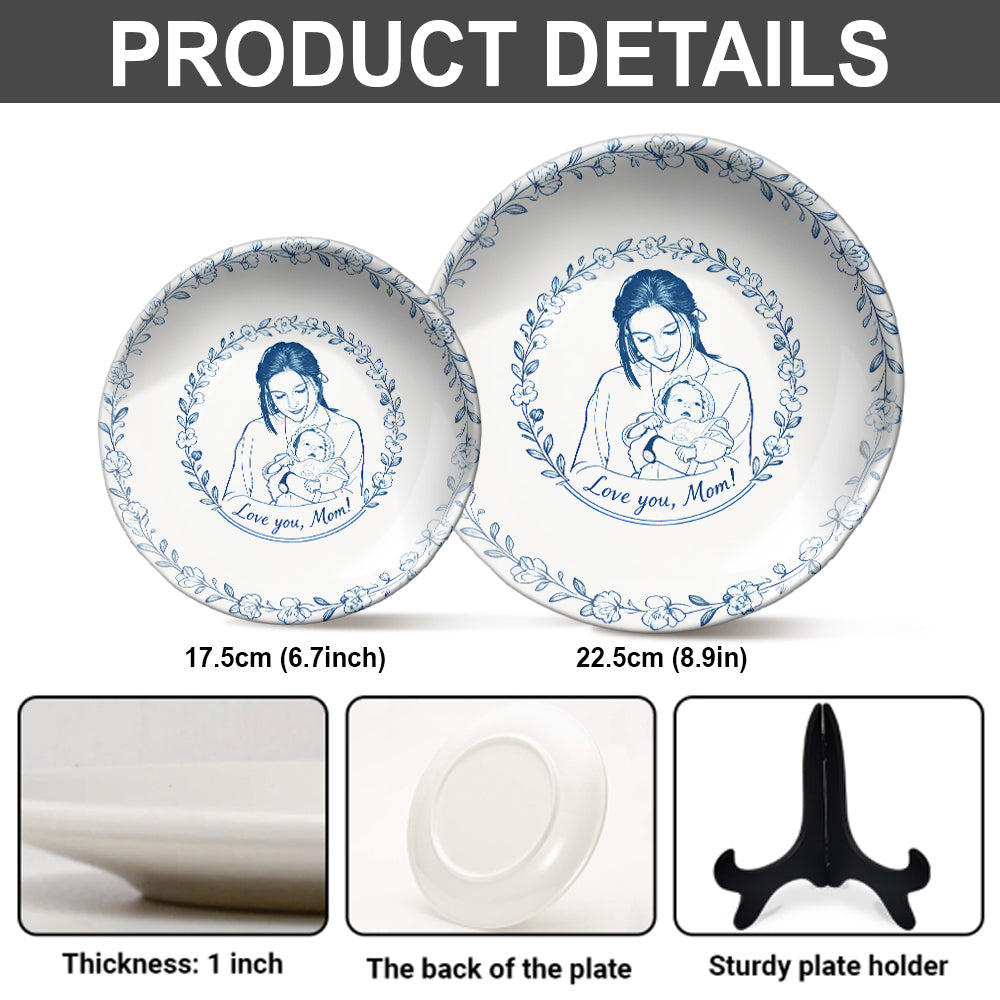 Custom From Any Photo - Personalized Mother Ceramic Round Plate