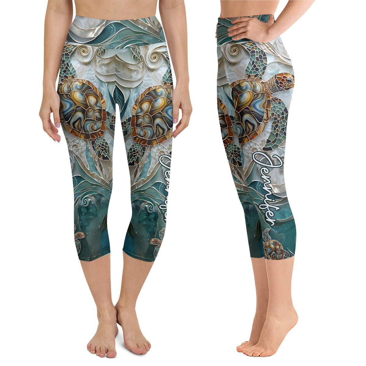 Salty Lil' Beach - Personalized Turtle Capri Leggings