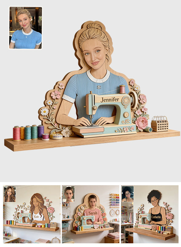 Sewing Is My Therapy - Personalized Sewing Wooden Floating Shelf