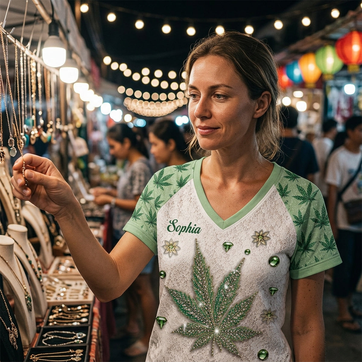 Stoner Girl - Personalized Weed Fully Printed V-Neck T-Shirt