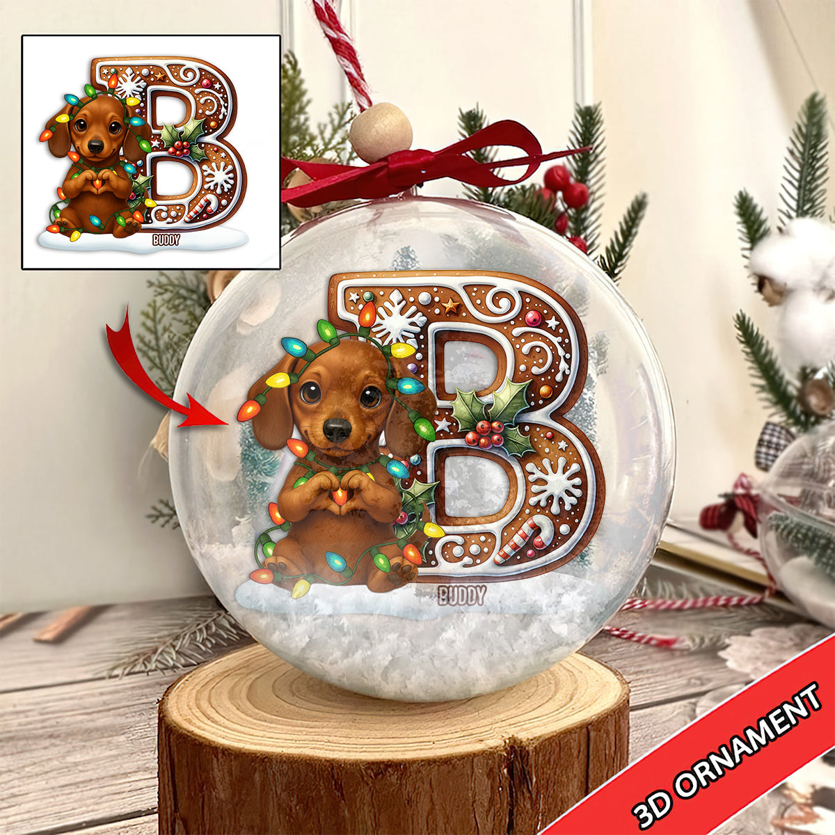 Custom Initial For Dog/ Cat Lovers - Personalized Dog Snow Globe Ornament