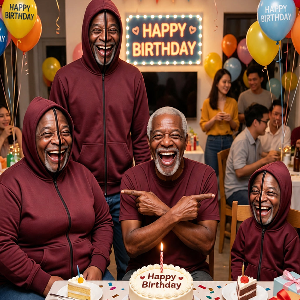 Funny Birthday Party - Personalized Birthday Full Face Zipper Hoodie