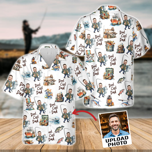 Reel Cool Dad - Personalized Fishing Hawaiian Shirt