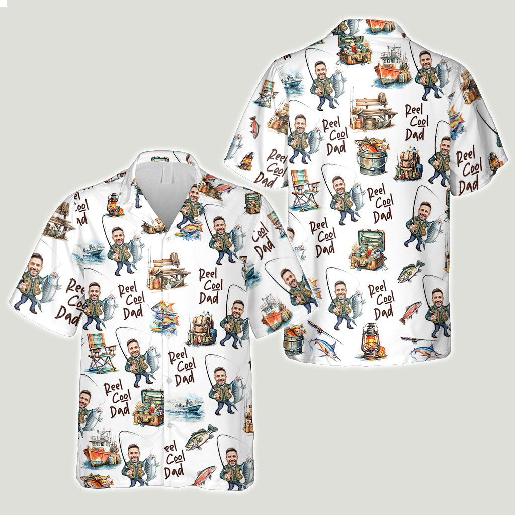 Reel Cool Dad - Personalized Fishing Hawaiian Shirt