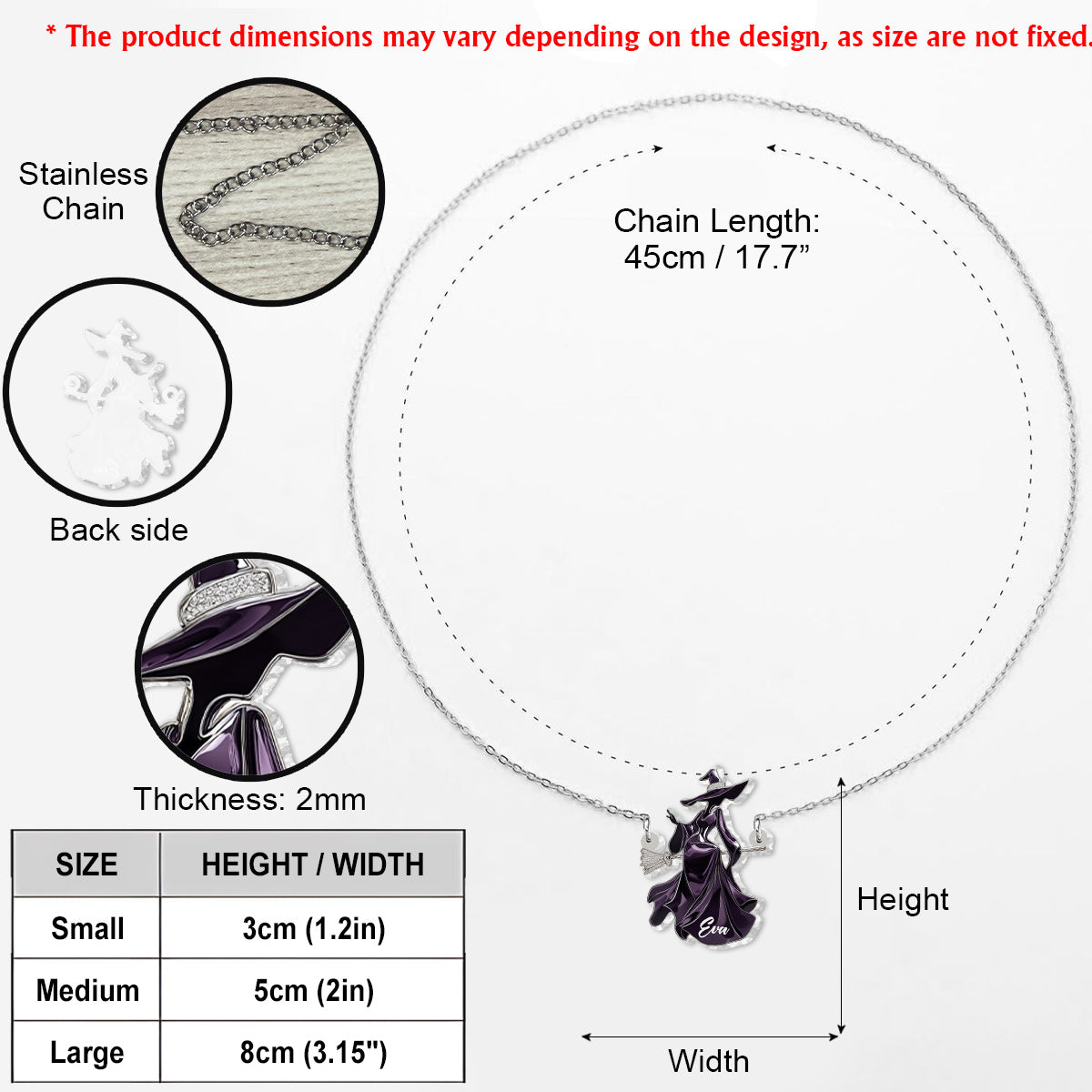 Beautiful Witch - Personalized Witch Custom Shaped Pendant Necklace