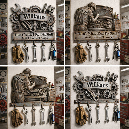 Mechanic Gift - Personalized Mechanic Custom Shaped Hanging Rack