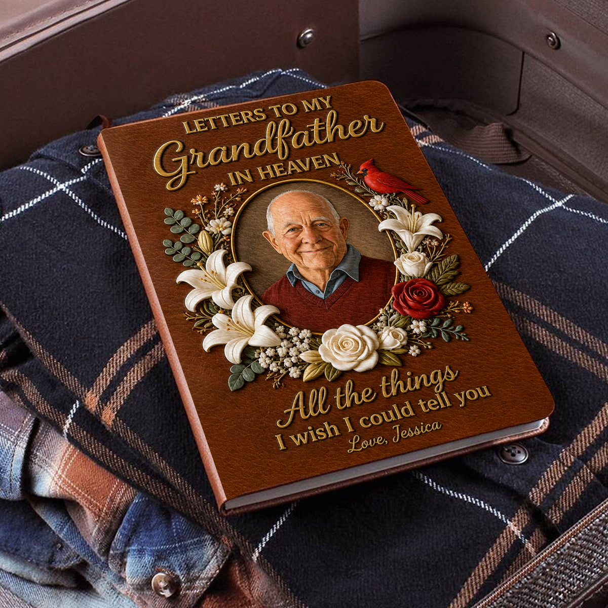 Letter To Heaven - Personalized Memorial Leather Journal