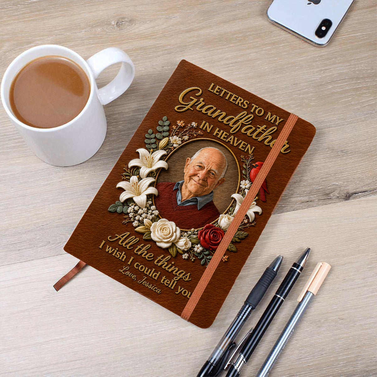 Letter To Heaven - Personalized Memorial Leather Journal