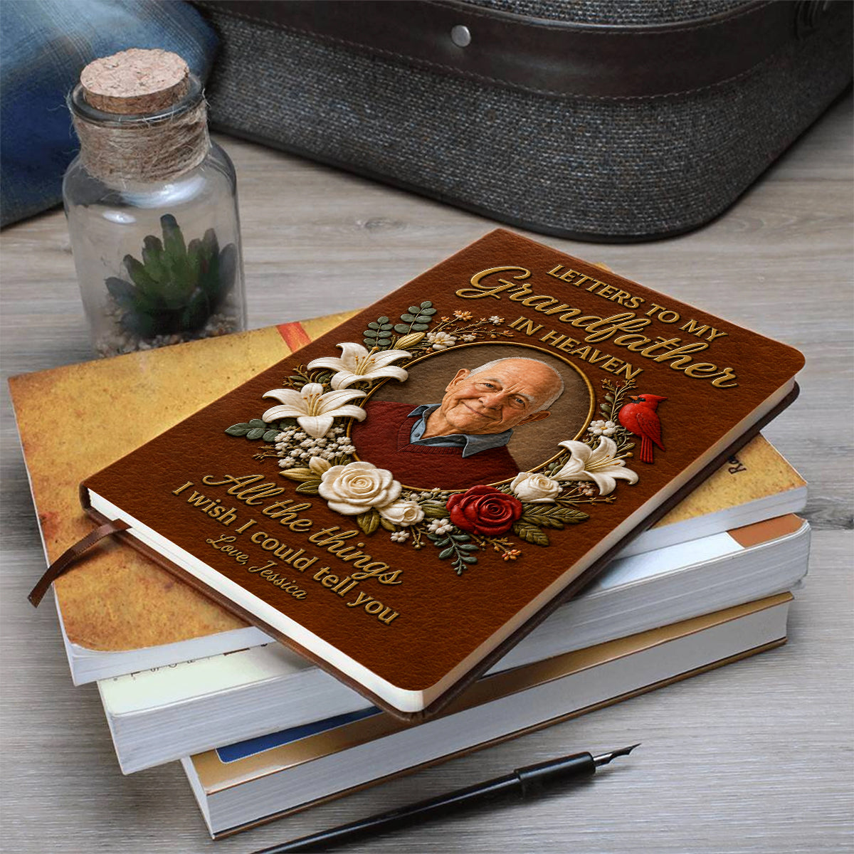 Letter To Heaven - Personalized Memorial Leather Journal