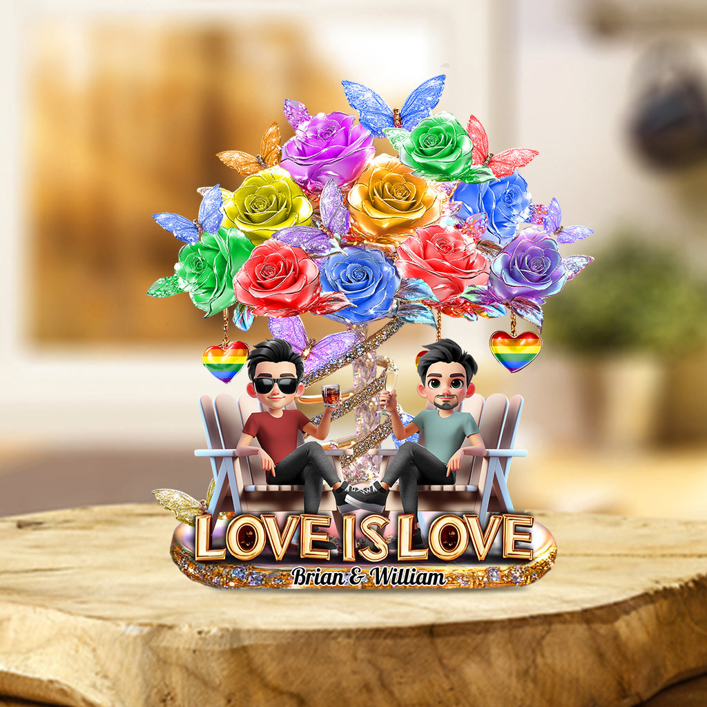 Love Is Love - Personalized LGBT Support Custom Shaped Acrylic Plaque