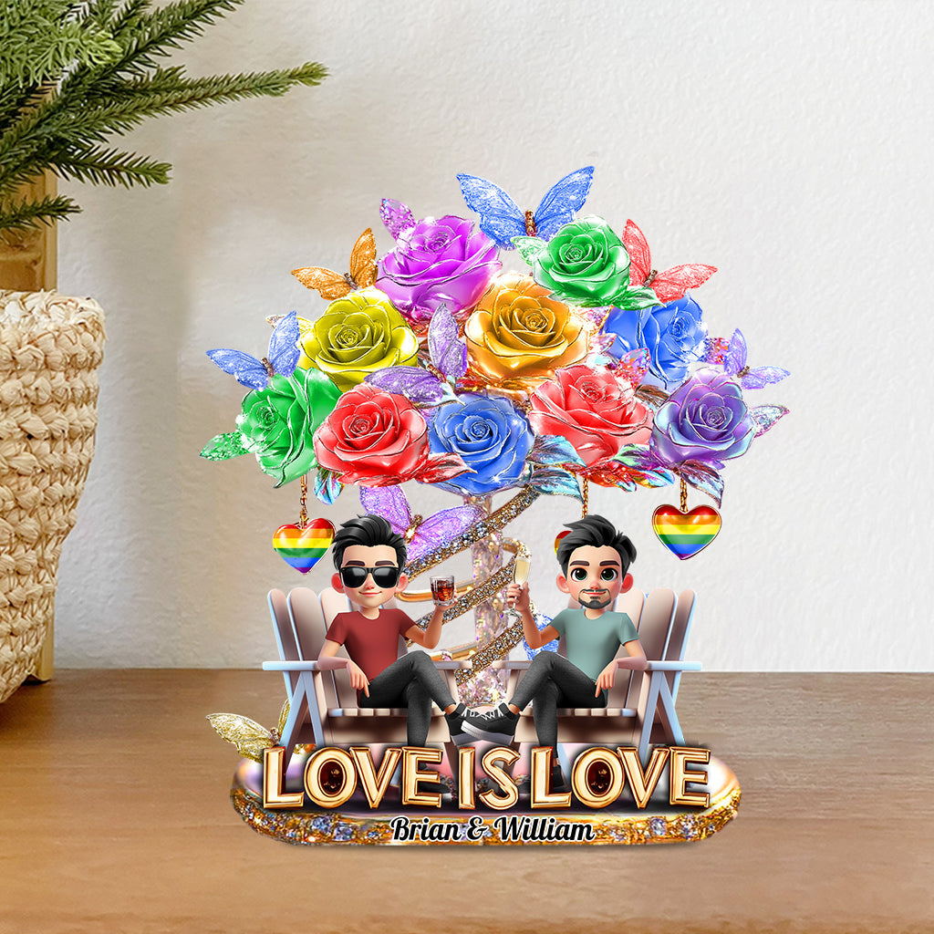 Love Is Love - Personalized LGBT Support Custom Shaped Acrylic Plaque
