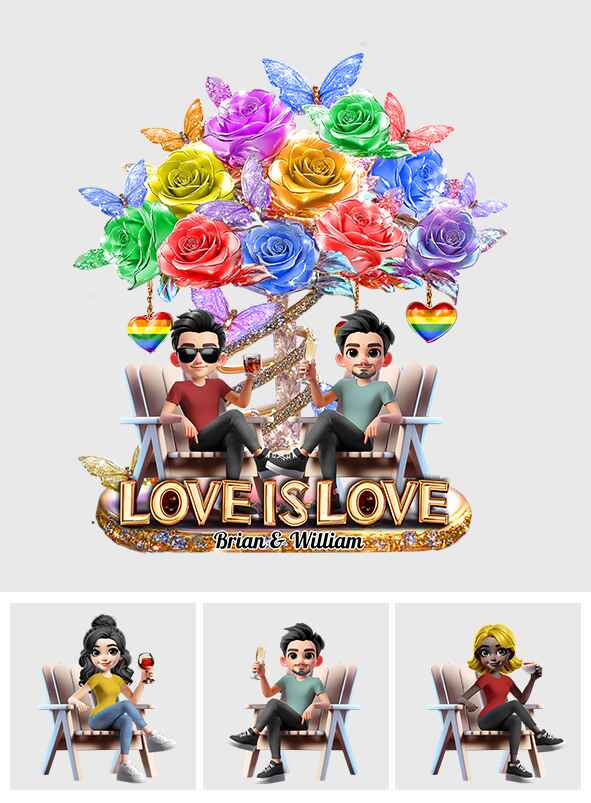 Love Is Love - Personalized LGBT Support Custom Shaped Acrylic Plaque